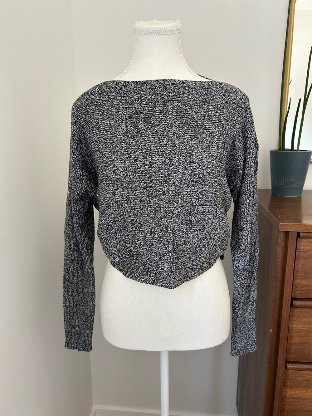Grey Marled Knit Boatneck Sweater high low sweater
